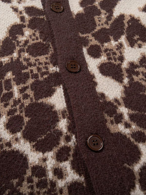 Vintage Skull Leopard Jacquard Knitted Cardigan - thumbnail 13