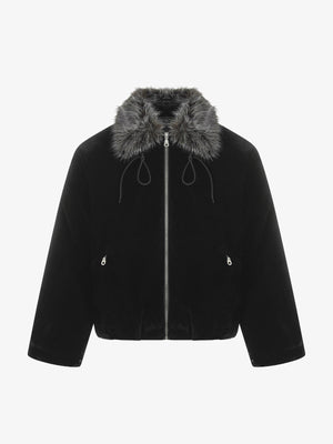 Vintage Drawstring Design Fur Collar Padded Jacket - thumbnail 2
