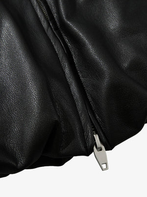 Streetwear Motorcycle Leather Bomber Jacket - thumbnail 4