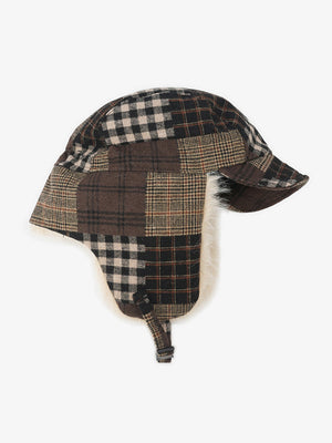 Vintage Plaid Patchwork Fleece Lined Trapper Hat - thumbnail 7