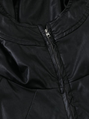 Boxy Hooded PU Leather Racing Jacket - thumbnail 5