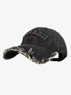 Street Washed Distressed Letter Embroidered Baseball Cap - thumbnail 1