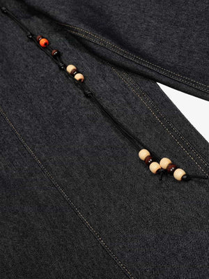 Black Barrel Jeans with Beaded Cord – beaded cord close-up | XoKool