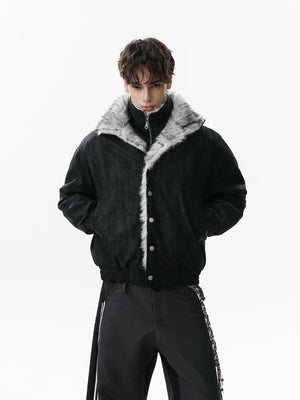 Vintage Dual-layer Collar Fleece-lined Zipper Jacket - thumbnail 7