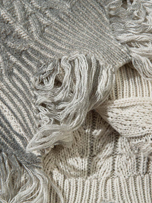 Cable Knit Cardigan Damaged Dirty Dyed Sweater - thumbnail 5
