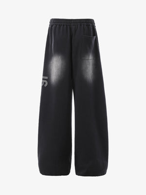 French Terry Distressed Gradient Drawstring Wide Leg Pants - thumbnail 2