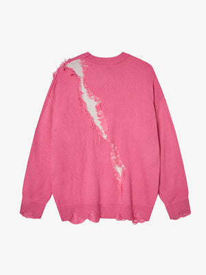Vintage Street Distressed Ripped Knit Sweater - thumbnail 3