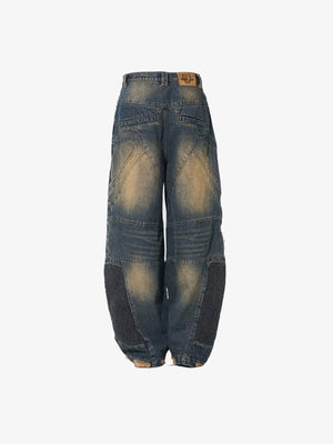 Baggy Biker Jeans – Vintage Blau, Rückseite flach | XoKool