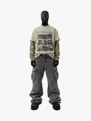 Grey Cargo Jeans – on model, front | XoKool