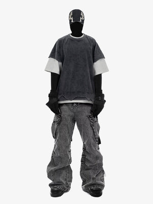 Baggy Cargo Jeans in Grau Acid Wash – am Model, von vorn | XoKool