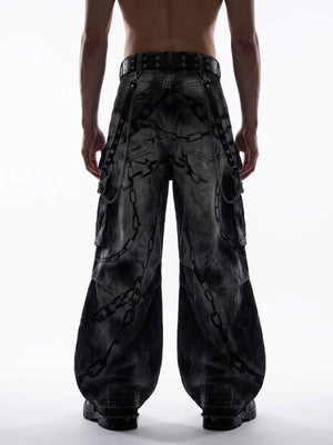 Chain Print Cargo Pants – on model, front | XoKool