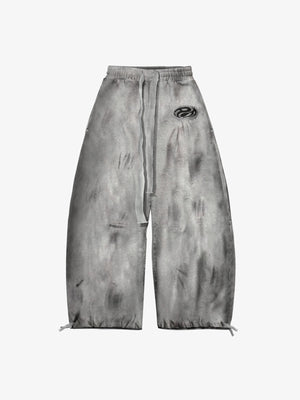 Baggy Grey Sweatpants with Dirty Wash – Front flat | XoKool