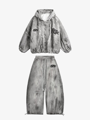 Dirty wash sweatpants – Hoodie and pants set flat | XoKool