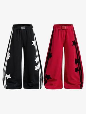 Star track pants – Black and Red front | XoKool