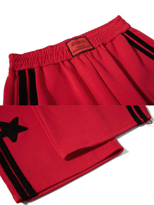 Star track pants – Red waistband and hem close-up | XoKool
