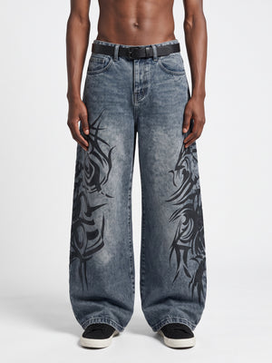 Baggy Tribal Jeans in Sand Wash oder Blue Wash – Blau, am Model, Vorderseite | XoKool