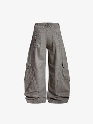 Barrel cargo pants – Grey, back flat | XoKool