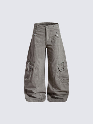 Barrel cargo pants – Grey, front flat | XoKool
