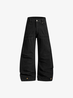 Pantalones barrel plisados – Negro, frontal plana | XoKool