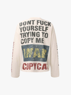 Waffle Knit Graphic Print Crewneck Sweatshirt - thumbnail 2