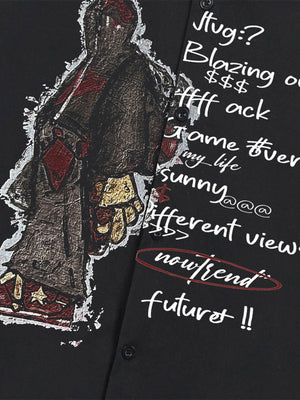 Oversized Graphic Cartoon Letter Print Short-Sleeve Shirt - thumbnail 6