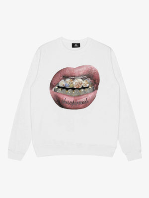 Streetwear Hip-Hop Gold Mouth Print Sweatshirt - thumbnail 7