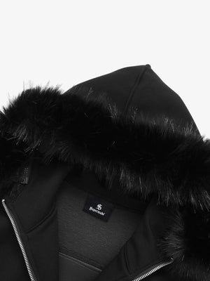 Vintage Patchwork Fur Hooded Cotton Jacket - thumbnail 7