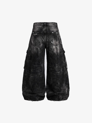 Schwarze Cargo Jeans – Rückseite flach | XoKool