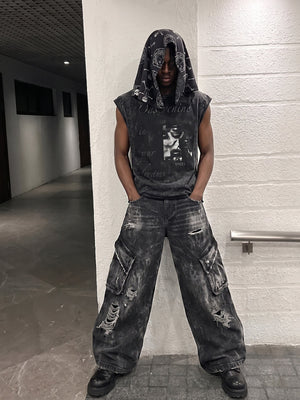 Schwarze Cargo Jeans – Foto drinnen | XoKool