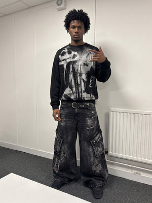 Schwarze Cargo Jeans – Foto drinnen | XoKool