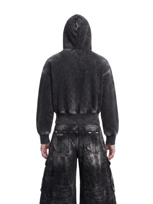 Schwarze Cargo Jeans – am Model, Rückseite mit Hoodie | XoKool