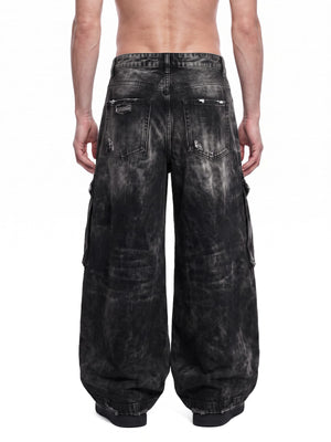 Schwarze Cargo Jeans – am Model, Rückseite | XoKool