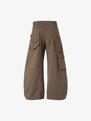 Baggy cargo pants – Olive Brown, back flat | XoKool