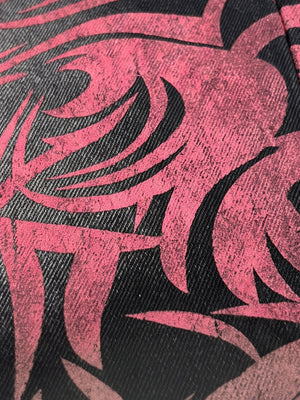 Pink tribal print jeans – print texture close-up | XoKool