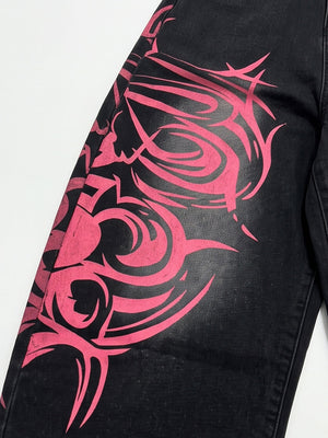 Pink tribal print jeans – tribal print close-up | XoKool