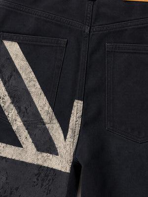 Black Baggy Jeans with Union Jack Print – back pocket and flag print close-up | XoKool