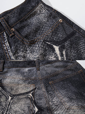Snakeskin barrel jeans – pocket and back detail close-ups | XoKool