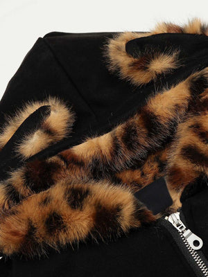 Black Bomber Jacket – hood ears and inner neck close-up | XoKool