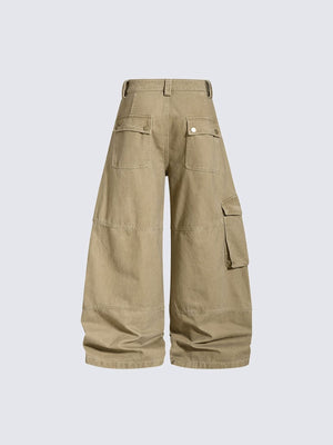 Cargo pants – Khaki, back flat | XoKool