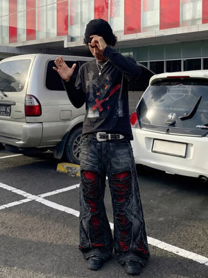Black Cat Gothic Long Sleeve T-Shirt – street photo | XoKool