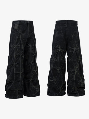Crinkle Baggy Jeans – front and back side by side | XoKool