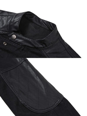 Cropped moto jacket – collar and quilted elbow close-up | XoKool