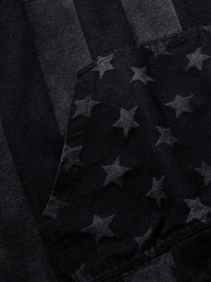 Denim hoodie – kangaroo pocket close-up | XoKool