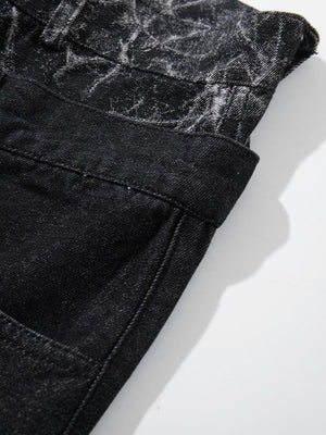 Marmor-Print Jeans – Nahaufnahme seitlicher Bund | XoKool