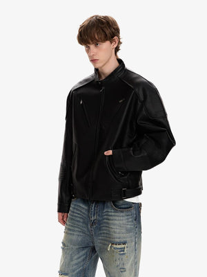 Giacca biker in ecopelle – indossata, vista laterale | XoKool