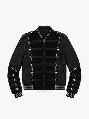 Black Gothic Marching Band Jacket – Black, front view | XoKool