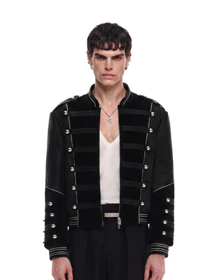Black Gothic Marching Band Jacket – on model, front | XoKool