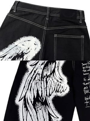 Angel Wing Graphic Jeans – wing print close-up | XoKool