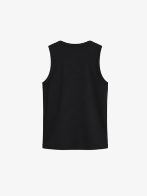 Black Graphic Tank Top with Sketch Print – back flat | XoKool