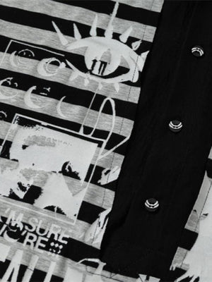 Gestreiftes Grunge Poloshirt – Knopfleiste und Druckknöpfe Nahaufnahme | XoKool